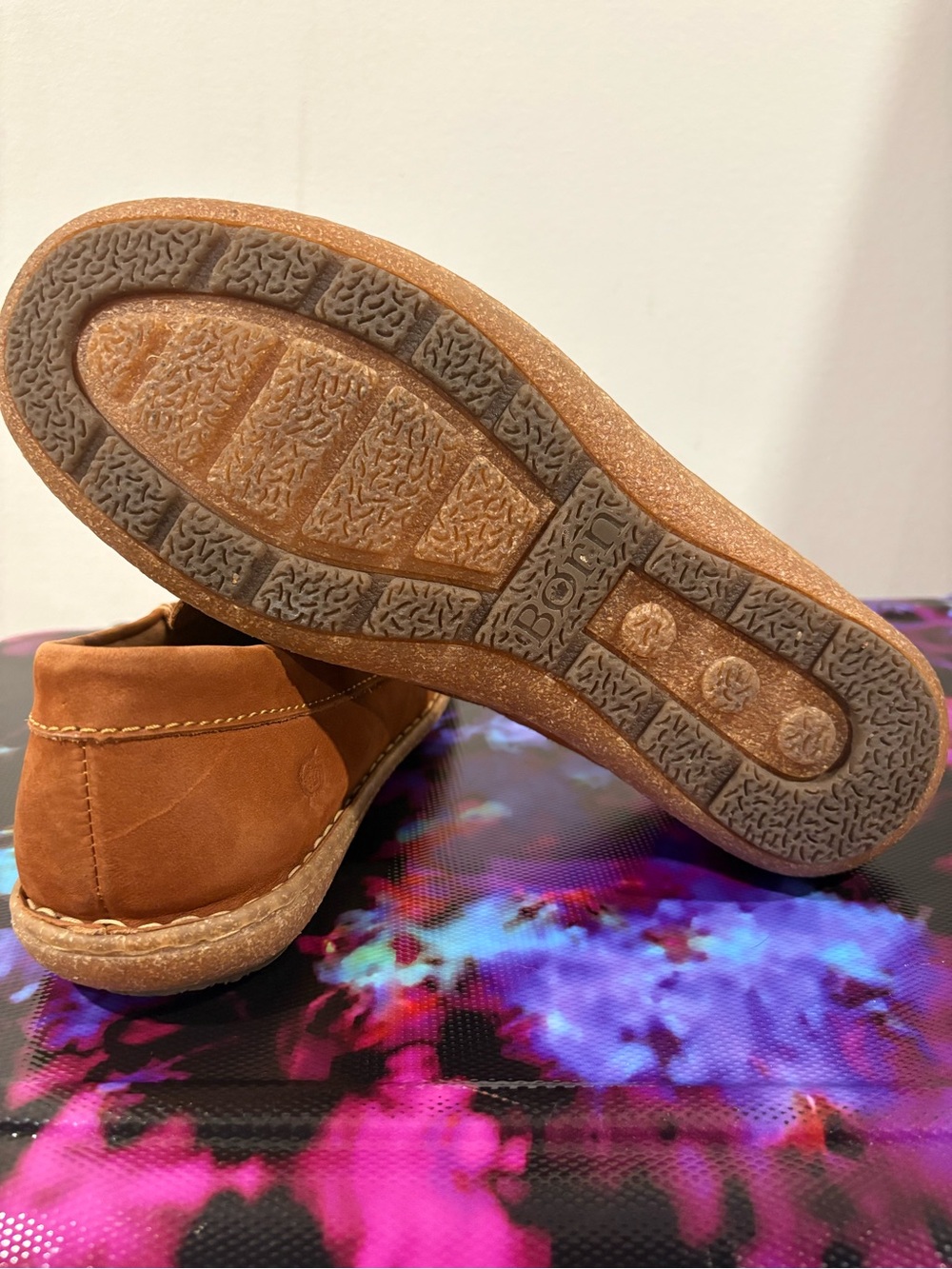 Born Men's Suede Slip-On Loafers in Cognac - Picture 3 of 9